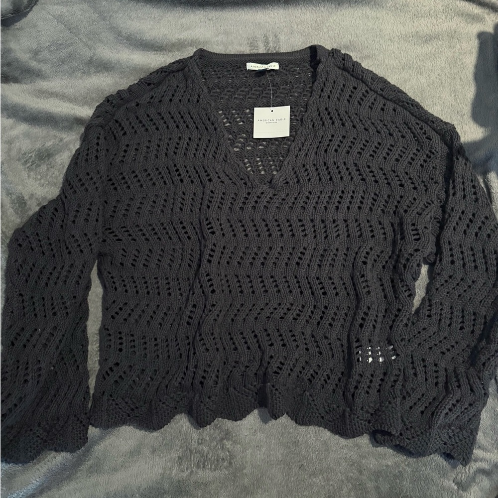 Oversized V Neck Crochet Top